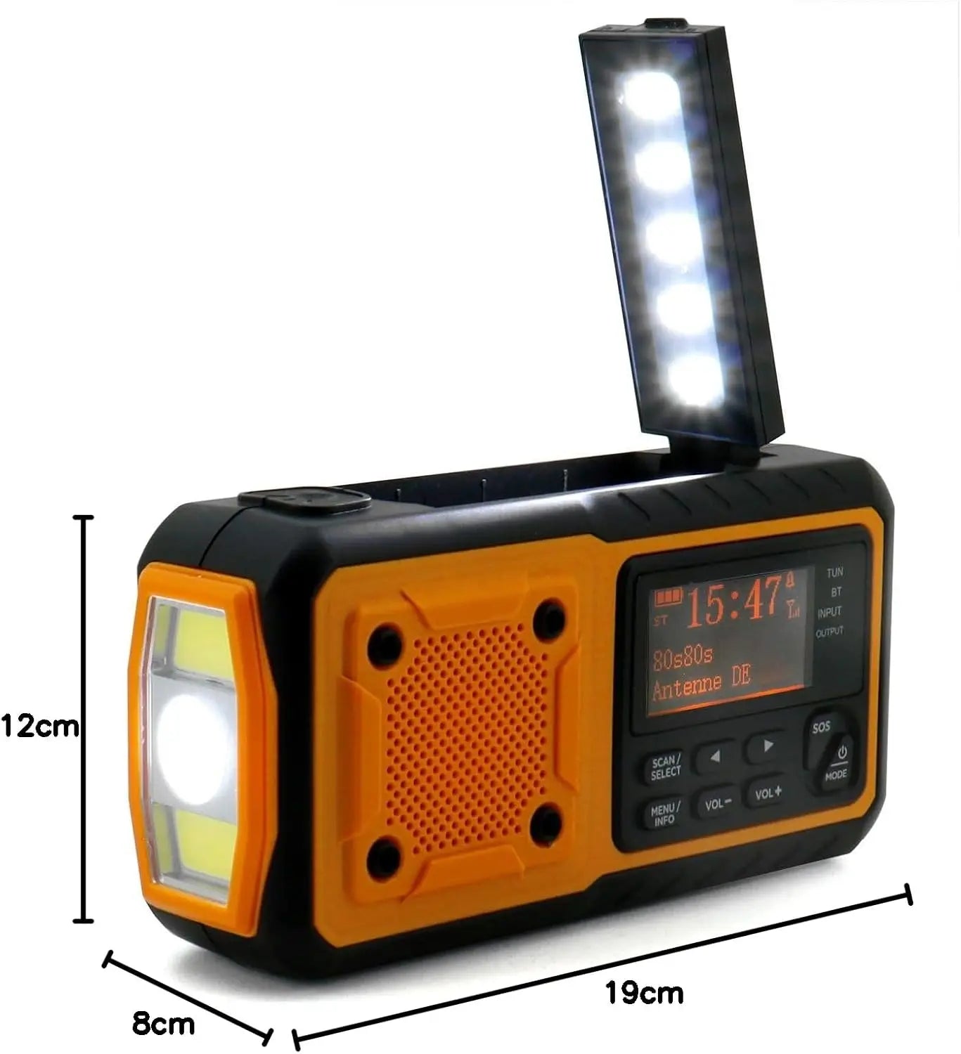 Solar Crank DAB+ FM Radio with 5000 mAh Power Bank,  Bluetooth speaker Emergency Radio, Survival Phone Charger, SOS Alarm, Torch
